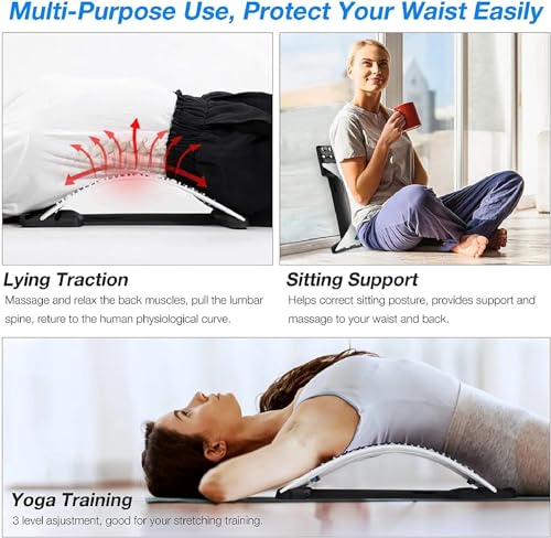 Image of kossto Back Support Stretcher - Spinal Pain Relief & Multi-Level Lumbar Region Support for Lower & Upper Muscle Pain Relief - Manual Massager for Spinal Curve Relaxation | (White)