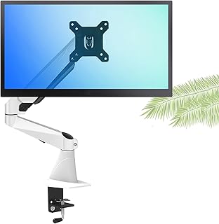 Solid Monitor Arms Single Monitor Desk Mount Long Arm Monitor Stand Mount with Gas Spring Wall-Mounted Height Adjustable VESA Bracket for 15"-27" Screen with Swivel, Tilt (Color : White, Style : A)