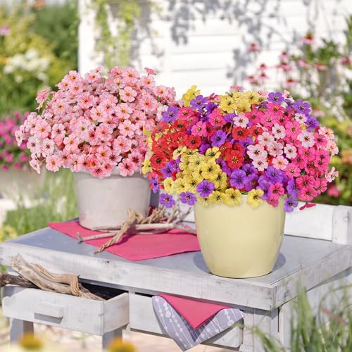 Image of AmyHomie 20 PCS Artificial Flowers for Outdoors, UV Resistant Fake Plants