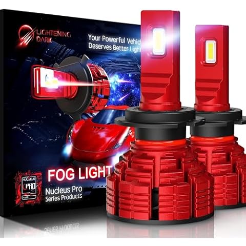 LIGHTENING DARK H7 Fog Light Bulbs, 6500K Xenon White Light Bulbs (Pack of 2) Cover