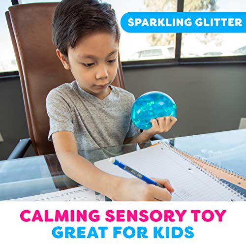 Power Your Fun Arggh Glitter Stress Ball for Adults and Kids - Medium Squishy Stress Ball Fidget Toy, Anti Stress Sensory Ball Squeeze Toy (Blue) - Thumbnail 4