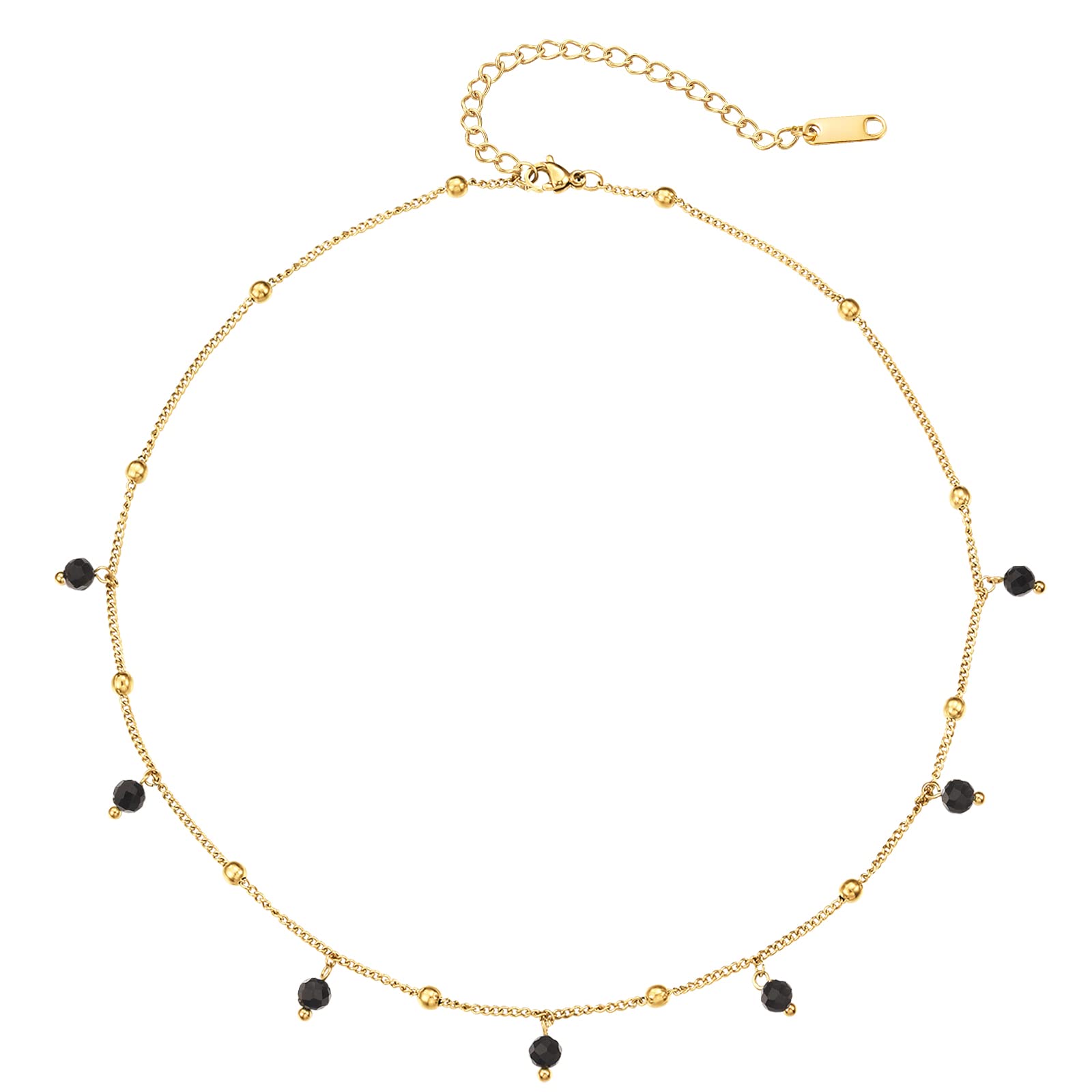 BUEMMR Boho Choker Necklace for Women 14K Gold Plated Bohemia Crystal Necklaces Adjustable Handmade Jewelry Gift