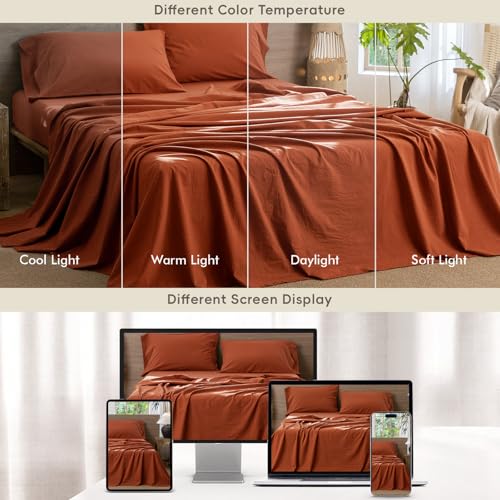 Image of MooMee Sheet Set 100% Washed Cotton Linen-Like Extra Deep Pocket Twin XL | Relaxed Linen-like Texture. Soft, Breathable & Lightweight Comfort. 15-19 inch Extra Deep Pocket with All-around Elastic