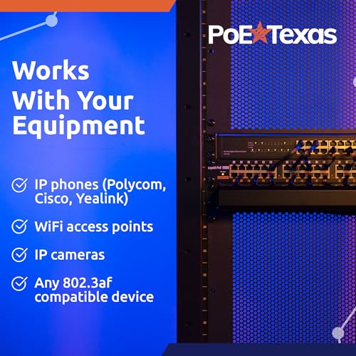 PoE Texas 12 Port Gigabit PoE Injector - Passive Power Over Ethernet Midspan Injector with 48 Volt 60 Watt Power Supply for 802.3af/at Devices - Mode A/B for IP Cameras, Phones, WiFi Access Points - Thumbnail 5