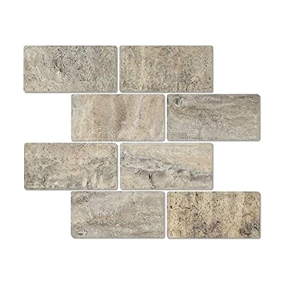 Silver Travertine 3 X 6 Rectangular Field Tile, Tumbled (LOT of 5 SQ. FT.)
