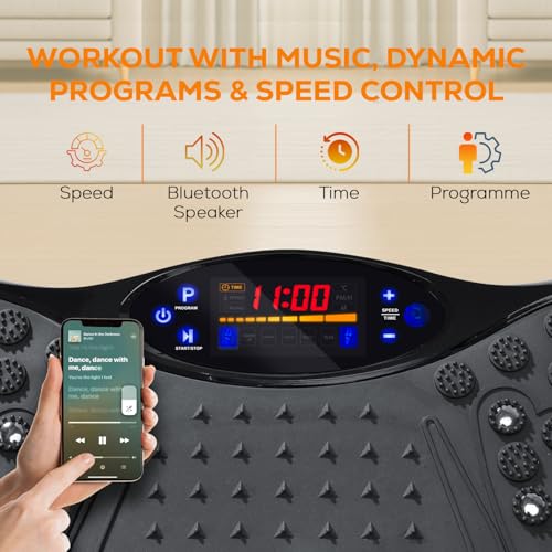 FK Sports Vibration Plate for Fat Burn, Muscle Toning, Lymphatic Support - Upgraded Whole Body Fitness Machine with 99 Intensity Levels, Auto/Manual Modes, Bluetooth, Remote & 265 lbs Capacity - Image 6