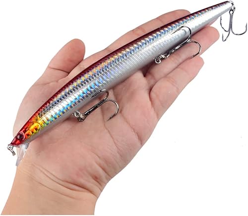 Miniatura 3 de Juego de 10 señuelos de pesca grandes de 7.1 in0.85 oz, señuelo de pececillo duro con gancho agudo, cebo de pesca, señuelos de hundimiento para