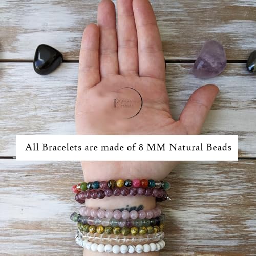 Clear Quartz & Rudraksha Beaded Bracelet – Natural Healing Stones for Clarity, Spiritual Protection & Inner Peace, Yoga for Men & Women, Adjustable Size - Image 7