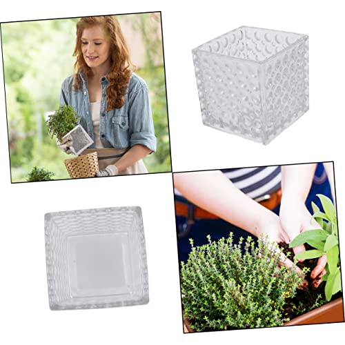 Yardwe Glass Hydroponic Flower Pot Terrarium Mini Pots Plant Terrarium Modern Cube Planter Glass Planter Glass Hydroponics Container Flowerpot Square Cube Glass Vase Glass Makeup Brush #TOP7