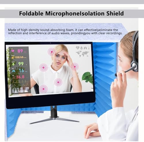 Portable Soundproof Recording Booth - Desktop Isolation Cover for Microphone, Home Studio, Podcasts, Singing, Gaming & Broadcasting - Red Sound Isolation Room