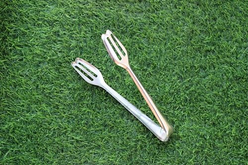 KAM HOME Ice tongs, 2pcs Small Tongs 6.3 inch Stainless Steel with Sharp Teeth Make Grabbing Ice Easy, for Ice Bucket Ice Sugar Cubes Coffee Bar Food Serving