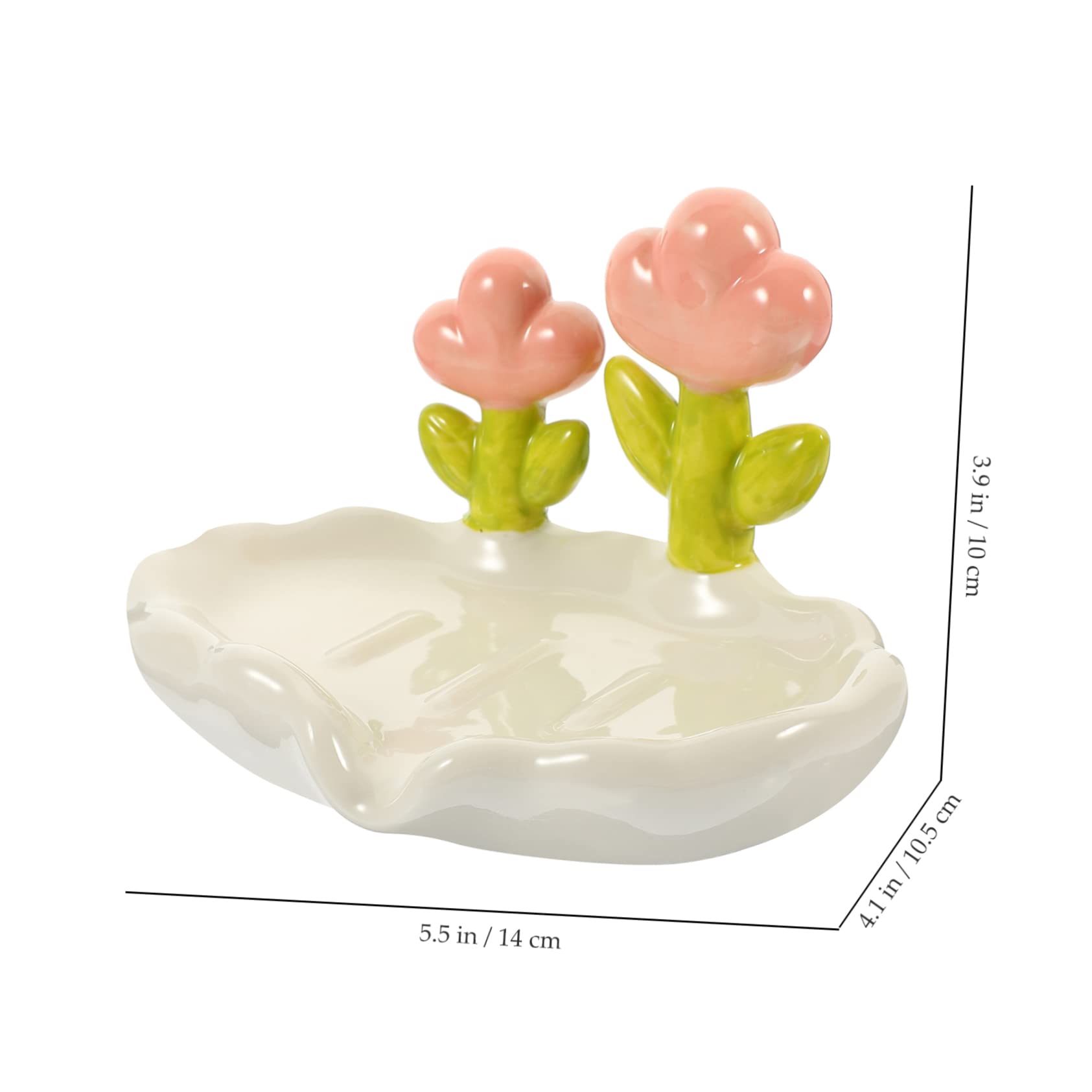 Jabonera de Cerámica Forma de Flor para Encimera de Baño | Escurridor Boca de Drenaje, Vierte el Agua al Lavabo, Uso en Tocador y Cocina