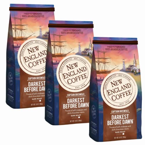 Image of New England Coffee Darkest Before Dawn Dark Roast Ground Coffee, 10oz Bag (Pack of 3)