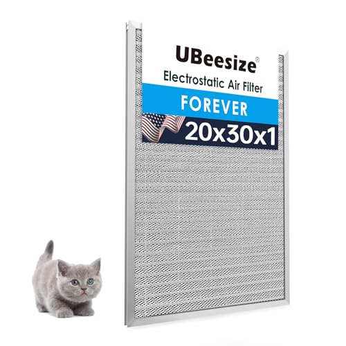 Image of UBeesize 20x30x1 Reusable Electrostatic Air Filter HVAC AC Furnace Filter,MERV 8,Washable, Lasts a Lifetime,Permanent Air Filter,Breathe Fresher,Home And Office(Actual Size:19.5x29.65x0.82 Inch)