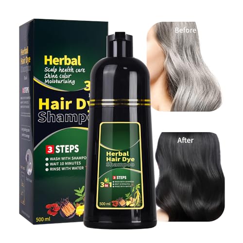 Black Hair Dye Shampoo 3 in 1 Herbal Natural Dye Cover Gray miniatura 2
