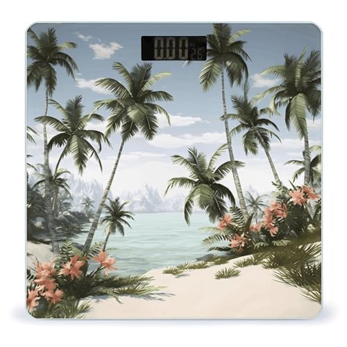 Báscula Digital Tropical Palm Trees para Baño Compacta y Precisa miniatura 1