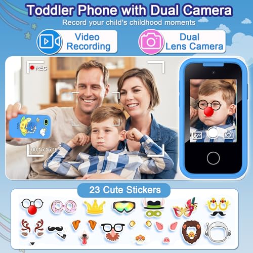 Image of Kids Phone Toy for Boys Girls, Touchscreen Phone with Camera, Music, Games | Children Toy Phone with Video Recording, 8GB Card, Portable Learning Toddler Phone for Ages 3-8 Kids Christmas Birthday Gift