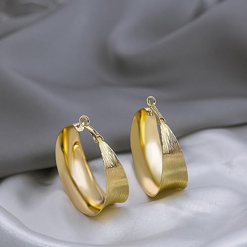 Miniatura 5 de Aretes de Aro Gruesos de Oro para Mujeres Exagerados Grandes Anchos Post Gruesos Aretes de Aro Minimalistas Pulidos 80MM Aretes de Declaración