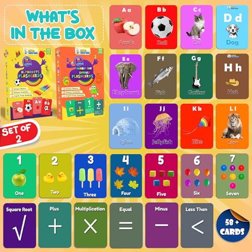 Image of LittleNewton - Premium Thick Modern Flash Cards for Kids, Educational Brain Toys, Montessori, Age 1-6 Years, Preschool Set of 2, 60 Flashcards