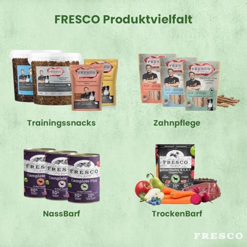 Fresco Trockenbarf Complete Plus Rind | 1 kg | Trockenbarf für Kleine Hunde | Bestehend aus reinem Muskelfleisch, Innereien und Calcium-Knochen vom Rind sowie Obst, Gemüse und Öl