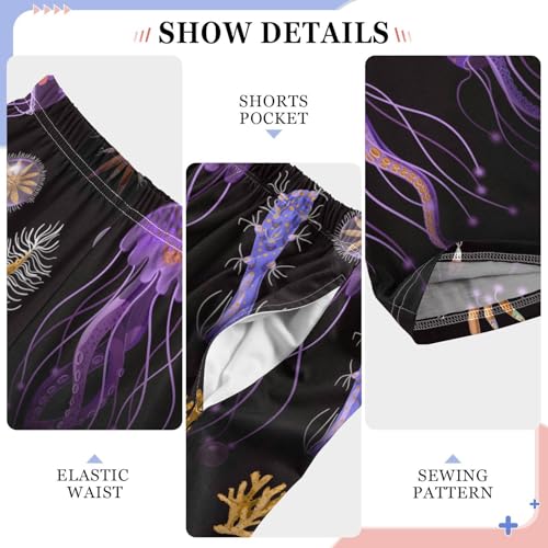 ZZXXB Jellyfish Coral Boys Long Pants Soft Trousers Elastic Waist Kids Lounge Bottoms with Pockets S-XL4