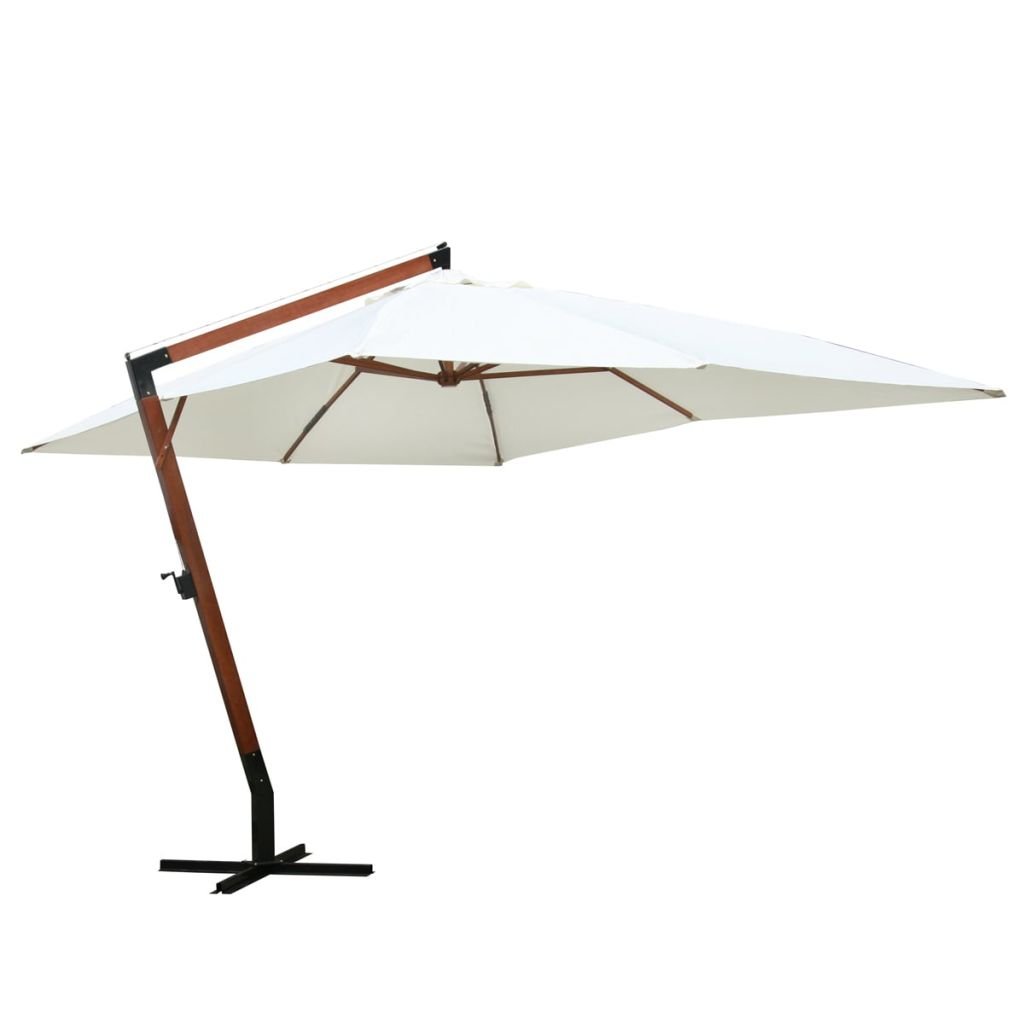 Tidyard Ombrellone da Giardino in Legno con Braccio Laterale 3,0 x 4,0 m. Bianco