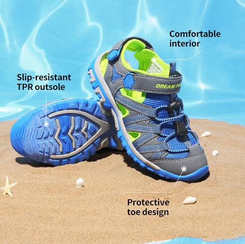 Image of DREAM PAIRS Boys Girls Closed-Toe Outdoor Summer Water Sport Sandals for Toddler /Little /Big Kid
