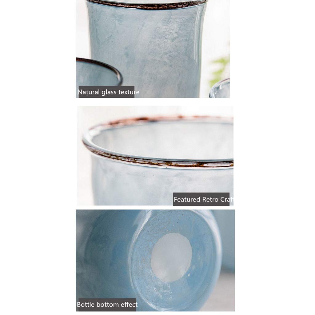 Jarron Jarrón de la Moda nórdica Jarrón de Vidrio Florero Manual Azul Claro Retro jarrones de hidroponía for la decoración del hogar Mesa de Botella de Flores y Boda Decoración de sobremesa