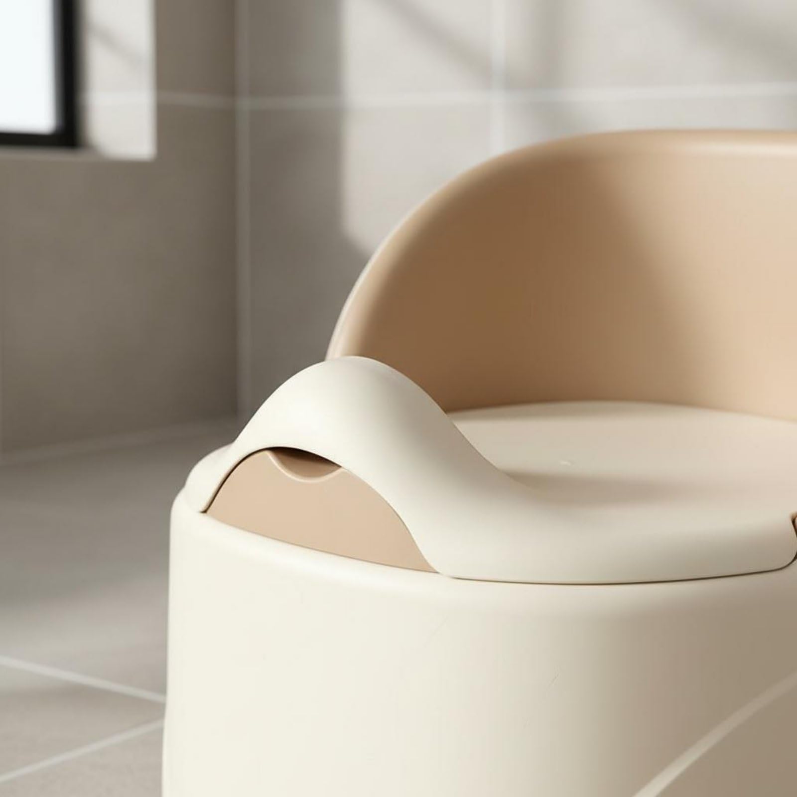 Almencla Töpfchen Kinder Töpfchenstuhl Trainingssitz Kindertoilette mit Festem Unterbau Und Leicht Entnehmbarer Schale aus ‑freiem PP für Stabile Nutzung, Cream Gray