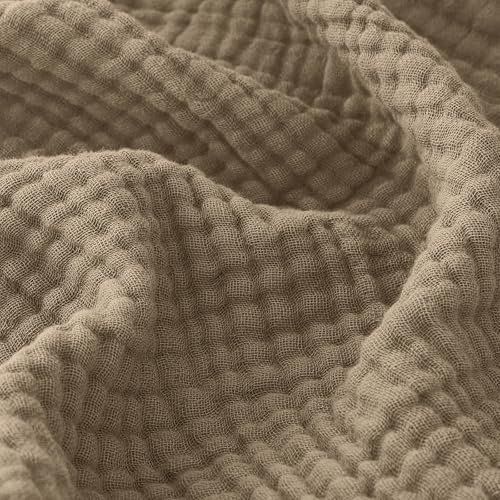 Image of EMME Muslin Blankets for Adults Throw Blanket for Couch Breathable Gauze Soft Lightweight Airy Tan Throw XL 50 inch x 71 inch