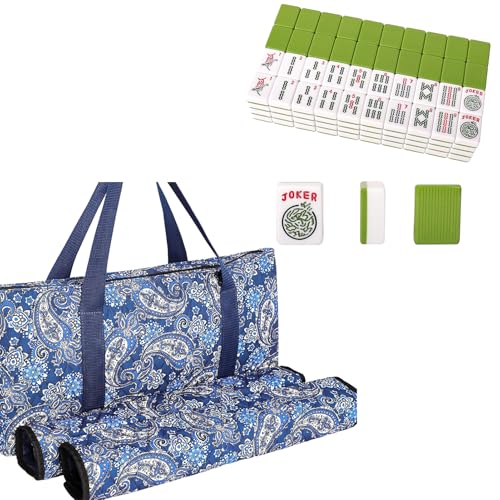 Bolsa suave azul para Mahjong americano con fichas miniatura 1