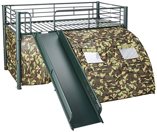 Oates Lofted Bed with Slide and Tent Army Green and...