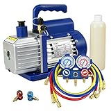 ZENY Combo Air Vacuum Pump HVAC Refrigeration AC Manifold Gauge Set R134a Kit (4CFM + Manifold Gauge)