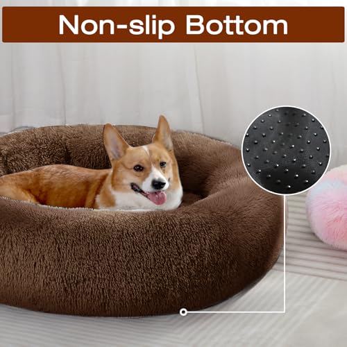 Image of JOLLYVOGUE Dog Bed, Calming Anti-Anxiety Large Dog Bed, Fluffy Donut Cushion for Medium and Large Pets (27 inch /30 inch /36 inch)