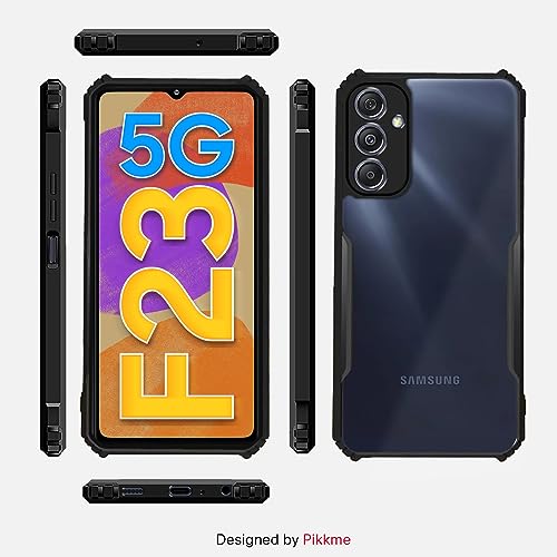 Image of Pikkme Samsung Galaxy F23 5G Back Cover | Crystal Clear Transparent Back | Ultra Hybrid | Full Camera Protection | Raised Edge | Bumper Back Case for Samsung Galaxy F23 5G (Black)