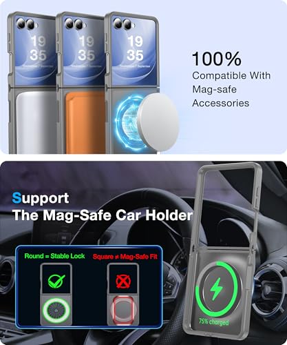 Image of NO.1 Magnetic for Samsung Galaxy Z Flip 7 Case Compatible with MagSafe [Military Grade Drop Tested][Translucent Matte][Anti-Fingerprint] Soft Silicone Bumper for Samsung Flip 7 Case Slim,Grey