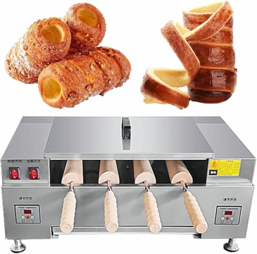 Commercial Electric Chimney Cake Oven Machine with 4 Rollers, Adjustable Temperature & Digital Display for Perfect Baking