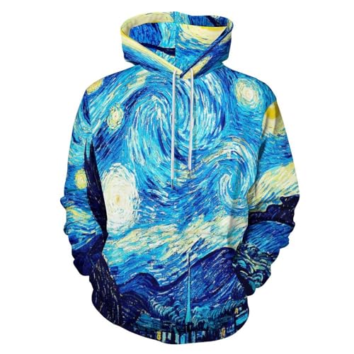 JooMeryer Unisex Mens Womens Starry Night Hoodie Long Sleeve Drawstring Sweatshirts Pullover
