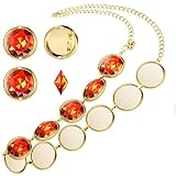 5 Pcs Halloween Cosplay Waist Belt Red Gems Belt Adjustable Stone Chain with Red Gems Diamond and Round Acrylic Rhinestones (43 Inch)