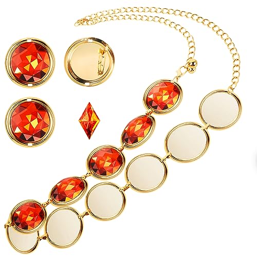 Haysandy 5 Pcs Halloween Red Gem Waist Belt Women Waist Chains with Gem and Round Acrylic Rhinestones for Cosplay Accessories