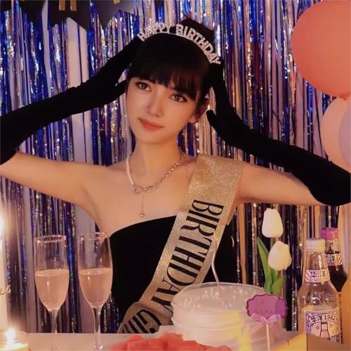 Glitter Birthday Girl Sash with Gold Foil Happy Birthday Decoration for Women Gifts for 18th 21st 30th 40th 70th Bday Party3