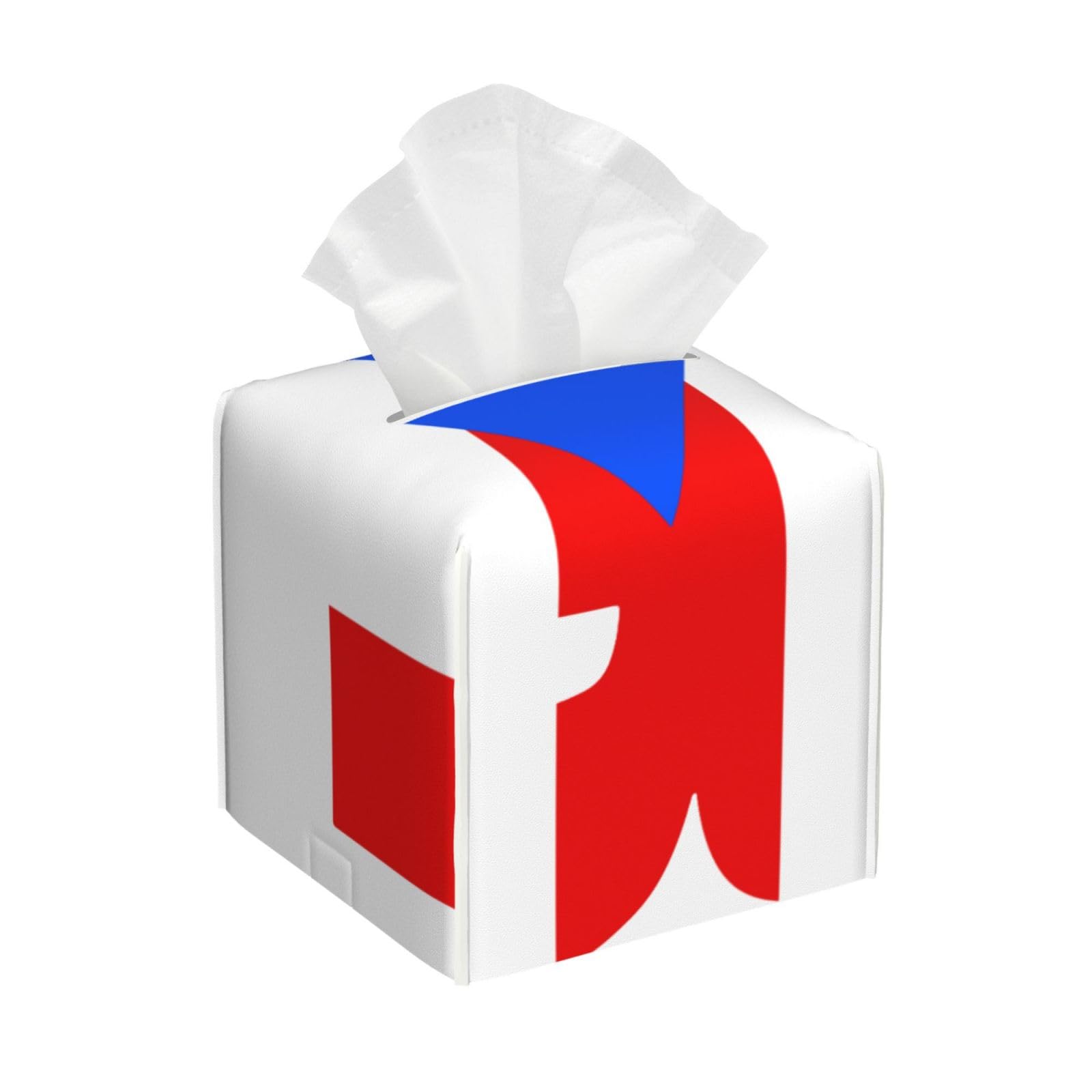 Puerto Rican Flag Square PVC Tissue Box Cover Modern Decorative Holder for Bathroom Vanity