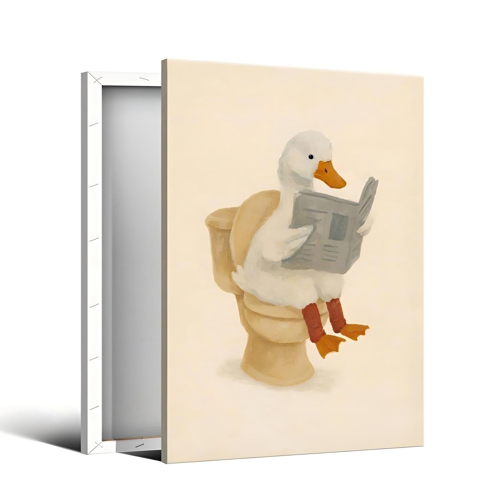 Folcora Funny Duck Canvas Wall Art Picture, Humorous Bathroom Wall Decor, Wall Artwork for Bathroom Decorations, Quirky Wall Prints for Toilet, Living Room and Dressing Room,12x16 Inch Unframed