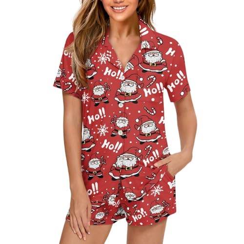 Image of Women's Short Sleeve Sleepwear Pajamas Nightwear with Pockets | skin-friendly breathable material resists pilling fading and deformation after repeated washing
