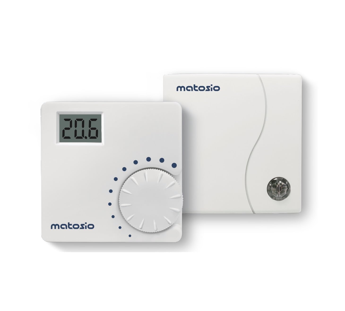 Matosio TH610 - Termostato inalámbrico con receptor, termostato de caldera, termostato de ambiente con pilas, ajuste de temperatura con rueda, montaje en pared, color blanco-image