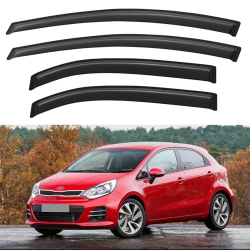 Image of Window Visors Rain Guards for 2012-2017 Kia Rio Hatchback, Out-Channel Window Vent Wind Deflectors Visors Shades for 12-17 Kia Rio (Not for Sedan)