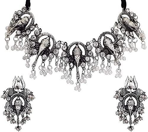 mk collections oxidized ganesha choker jewellery set for girls and women (B0BY1V8L6K) Amazon Price History, Amazon Price Tracker
