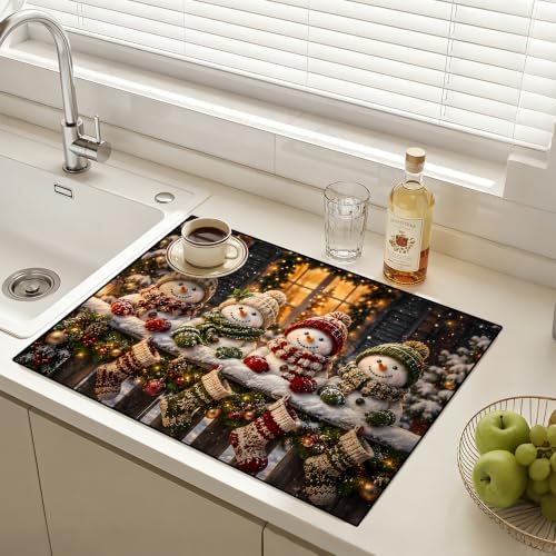Image of Stove Top Cover for Electric Stove: 28''x20'' Stove Cover Elevate Your Kitchen Reliable Heat Protection,Non-Slip Kitchen Decor (Snowman)