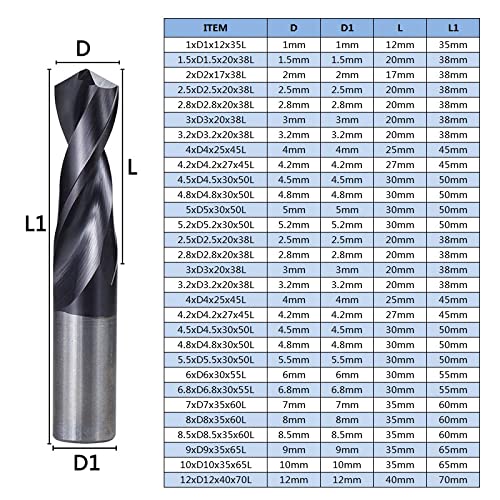 Broca de acero tungsteno 2.8X20X38 para CNC miniatura 2