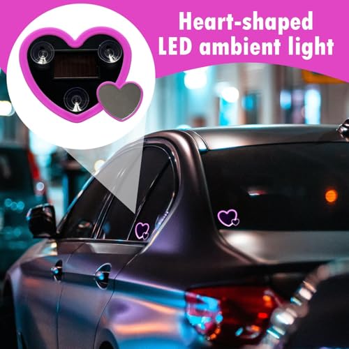 Luces LED coche forma corazón autónomas con panel solar integrado para salpicadero 2